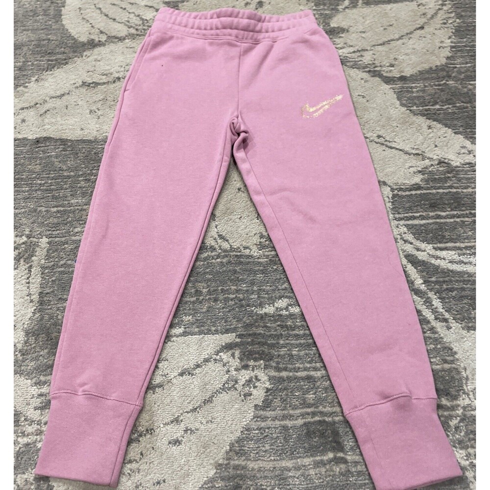Nike Girls NSW Fleece Pants in Elemental Pink Size XS